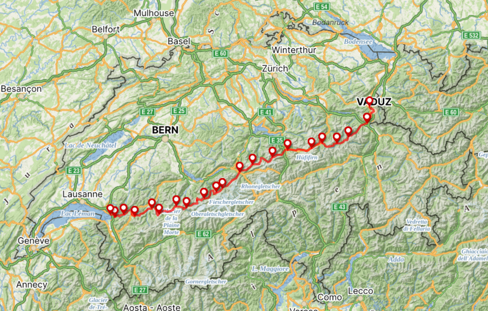 Přechod Švýcarských Alp po trase Via Alpina