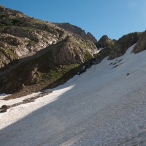 Cesta sněhovým polem do Col de la Fâche